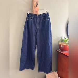 75.) Refuge / W 16” R 13.5” / Super Wide-Leg / Dark-wash Jeans